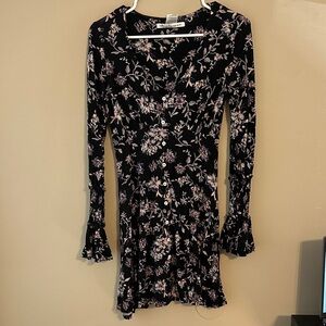 American Rag Black Floral Long Sleeve Dress